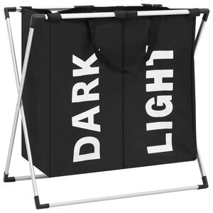 vidaXL Ko&scaron; na tř&iacute;děn&iacute; pr&aacute;dla se 2 přihr&aacute;dkami čern&yacute;