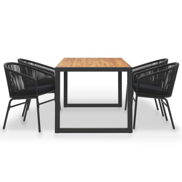 vidaXL 5d&iacute;ln&yacute; zahradn&iacute; j&iacute;deln&iacute; set masivn&iacute; ak&aacute;ciov&eacute; dřevo a PVC ratan