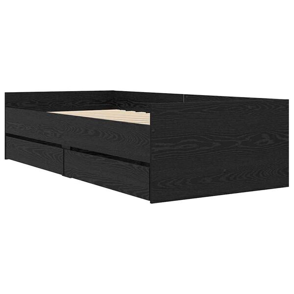 vidaXL R&aacute;m postele Čern&yacute; dub 90 x 200 cm Masivn&iacute; borov&eacute; dřevo