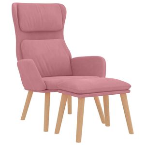 vidaXL Relaxačn&iacute; křeslo se stoličkou růžov&eacute; samet