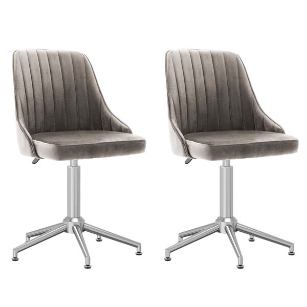 vidaXL Otočn&eacute; j&iacute;deln&iacute; židle 2 ks světle &scaron;ed&eacute; samet