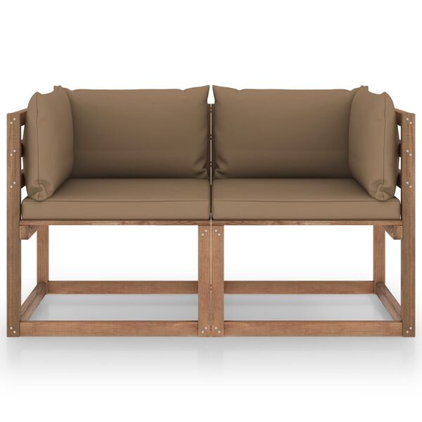 vidaXL Zahradn&iacute; 2m&iacute;stn&aacute; paletov&aacute; pohovka s taupe podu&scaron;kami borovice