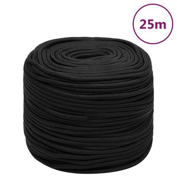 vidaXL Lodn&iacute; lano celočern&eacute; 10 mm 25 m polypropylen