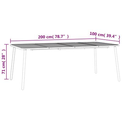 vidaXL Zahradní stolek antracitový 200 x 100 x 71 cm ocel