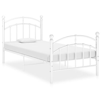 vidaXL Rám postele bílý kov 100 x 200 cm