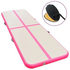 vidaXL Nafukovac&iacute; cvičebn&iacute; podložka s pumpou 300x100x10 cm PVC růžov&aacute;