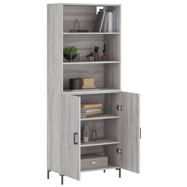 vidaXL Skř&iacute;ň highboard &scaron;ed&aacute; sonoma 69,5 x 34 x 180 cm kompozitn&iacute; dřevo