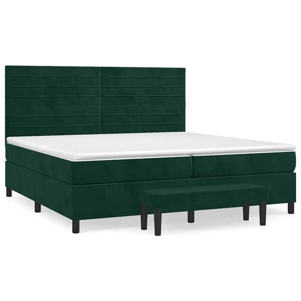 vidaXL Box spring postel s matrac&iacute; tmavě zelen&aacute; 200x200 cm samet