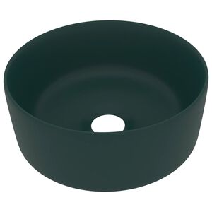 vidaXL Luxusn&iacute; umyvadlo kulat&eacute; matn&eacute; tmavě zelen&eacute; 40 x 15 cm keramick&eacute;