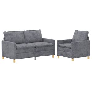 vidaXL Set pohovek 2 ks Světle &scaron;ed&aacute; Polyester