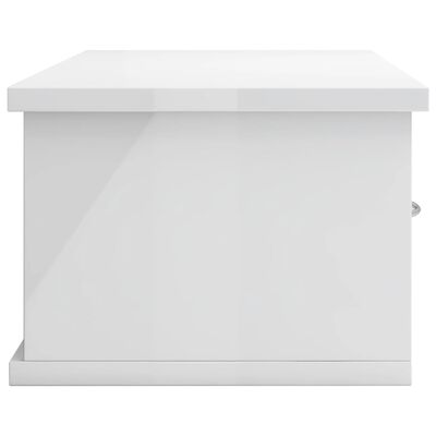 vidaXL Nástěnná police se zásuvkami bílá s leskem 60 x 26 x 18,5 cm