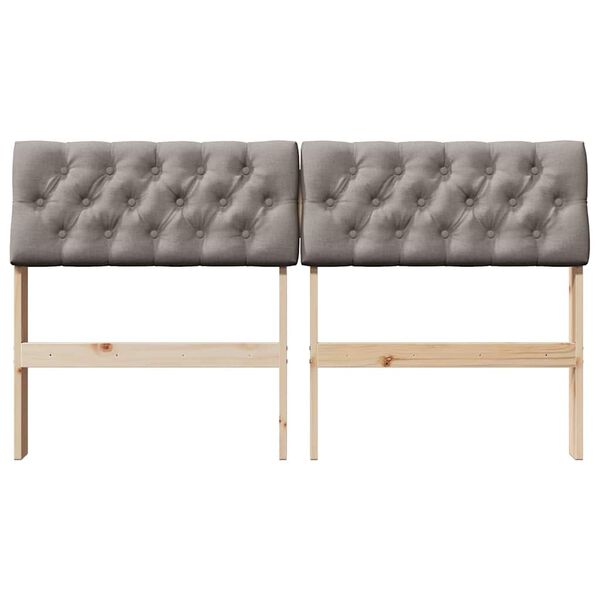 vidaXL Čalouněn&eacute; čelo postele Taupe 135 cm Masivn&iacute; borov&eacute; dřevo