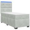 vidaXL Box spring postel s matrac&iacute; a LED Světle &scaron;ed&aacute; 90 x 190 cm Samet