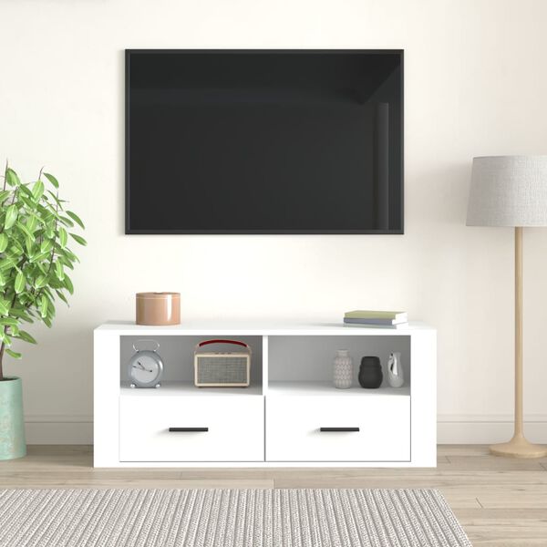 vidaXL TV skř&iacute;ňka b&iacute;l&aacute; 100 x 35 x 40 cm kompozitn&iacute; dřevo