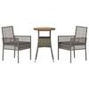 vidaXL Zahradní jídelní souprava 3 pcs Šedá polyratan