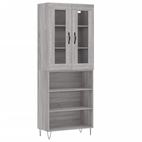 vidaXL Skř&iacute;ň highboard &scaron;ed&aacute; sonoma 69,5 x 34 x 180 cm kompozitn&iacute; dřevo