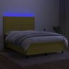 vidaXL Box spring postel s matrac&iacute; a LED zelen&aacute; 140x200 cm textil