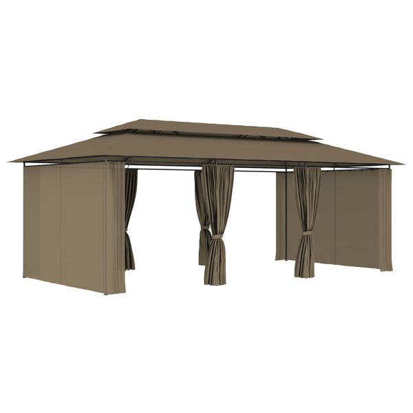 vidaXL Altán se závěsy 600 x 298 x 270 cm taupe 180 g/m²