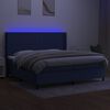 vidaXL Box spring postel s matrac&iacute; a LED modr&aacute; 200x200 cm textil