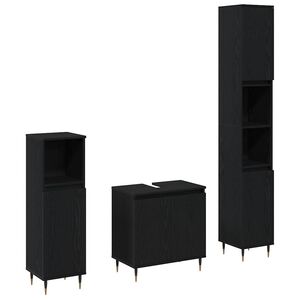 vidaXL Sada koupelnov&eacute;ho n&aacute;bytku 3 ks Čern&yacute; dub 30 x 30 x 190 cm