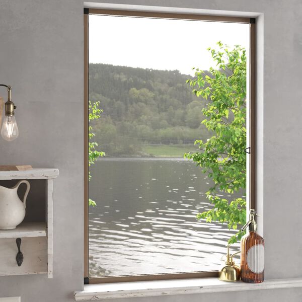 vidaXL Okenn&iacute; s&iacute;ť proti hmyzu hněd&aacute; 90 x 120 cm