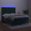 vidaXL Box spring postel s matrac&iacute; a LED tmavě zelen&aacute; 140x190 cm samet