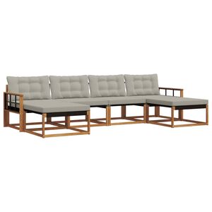 vidaXL Venkovn&iacute; pohovkov&aacute; souprava 6 pcs Př&iacute;rodn&iacute; a světle &scaron;ed&aacute;