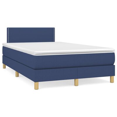 vidaXL Box spring postel s matrací modrá 120x200 cm textil