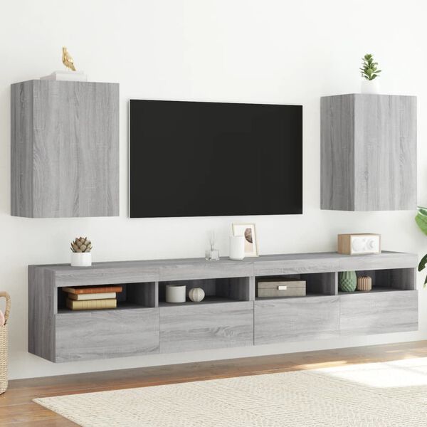 vidaXL N&aacute;stěnn&eacute; TV skř&iacute;ňky 2 ks &scaron;ed&eacute; sonoma 40,5 x 30 x 60 cm kompozit
