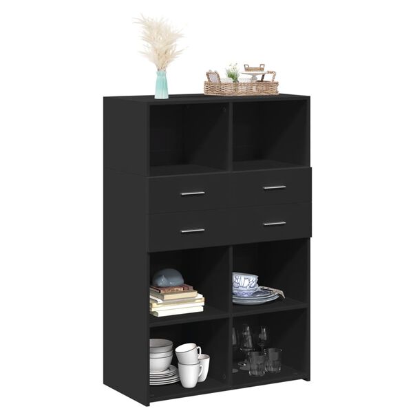 vidaXL Skř&iacute;ň highboard čern&aacute; 80 x 42,5 x 124 cm kompozitn&iacute; dřevo