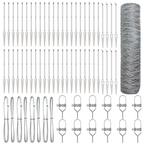 vidaXL Plotov&yacute; sloupek. Stř&iacute;brn&aacute; 100 x 0,8 m (50 mm s&iacute;ť) Ocel