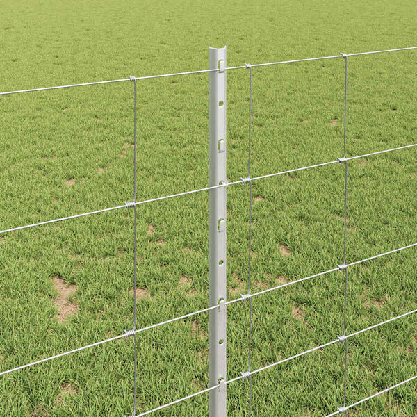 vidaXL Plot s sloupkem Stř&iacute;brn&aacute; 1 x 50 m Ocel