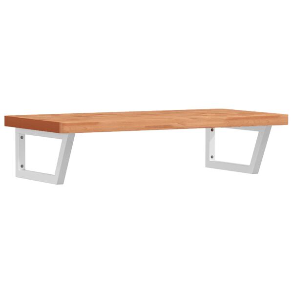 vidaXL Deska pod umyvadlo n&aacute;stěnn&aacute; ocel a masivn&iacute; bukov&eacute; dřevo