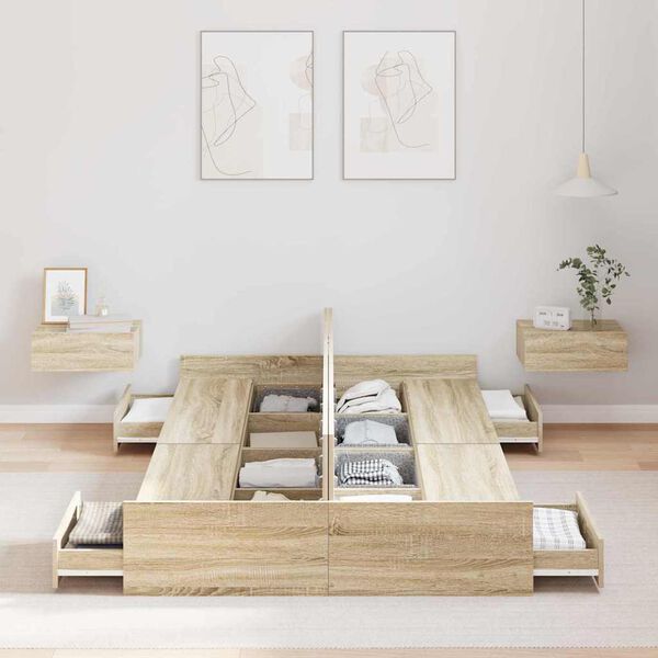 vidaXL R&aacute;m postele s &uacute;ložn&yacute;m prostorem s čelo Sonoma dub 120 x 190 cm