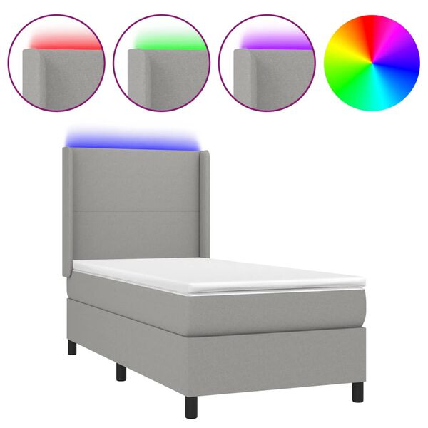 vidaXL Box spring postel s matrac&iacute; a LED světle &scaron;ed&aacute; 80x200 cm textil