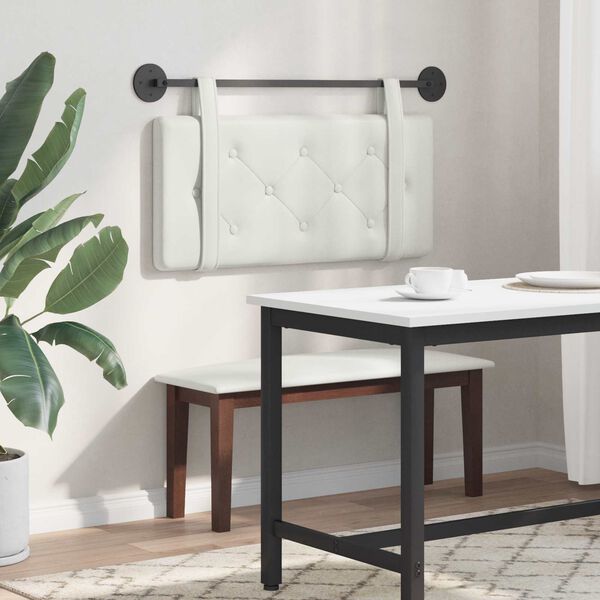 vidaXL Z&aacute;věsn&aacute; čeln&iacute; deska N&aacute;stěnn&yacute; B&iacute;l&yacute; 90 cm Uměl&aacute; kůže