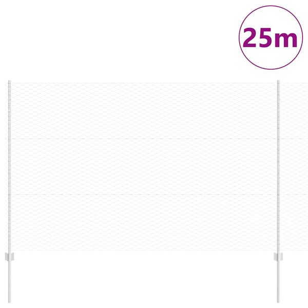 vidaXL Plot s sloupkem Stř&iacute;brn&aacute; 1,5 x 25 m Ocel