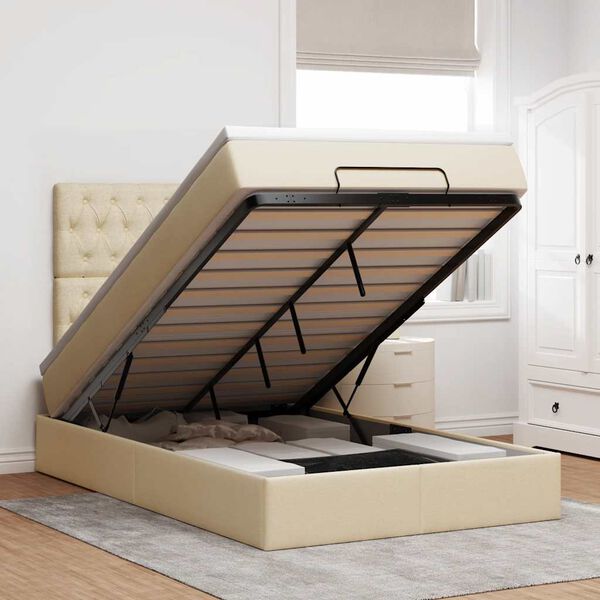 vidaXL Osmanský rám postele s matrací krémová 120x190cm textil