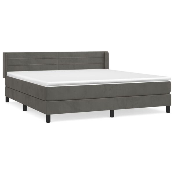 vidaXL Box spring postel s matrací tmavě šedá 180x200 cm samet