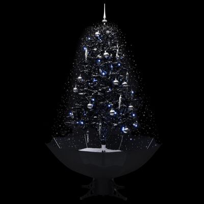vidaXL Sněžící vánoční stromek s deštníkovým stojanem černý 170 cm PVC