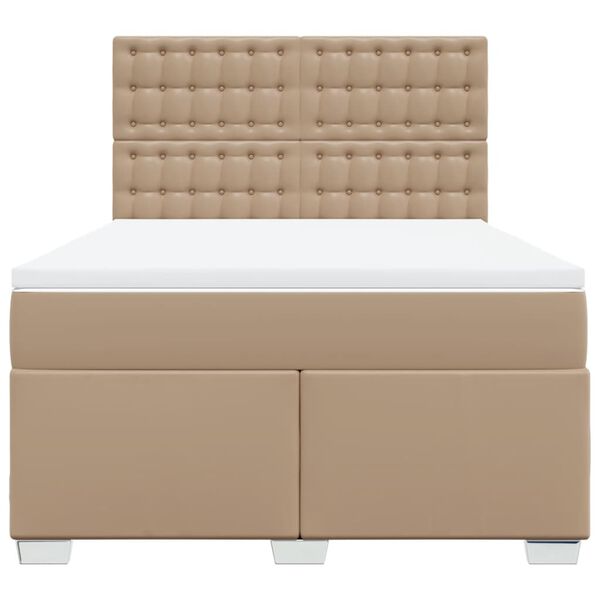 vidaXL Box spring postel s matrac&iacute; cappuccino 140x200 cm uměl&aacute; kůže
