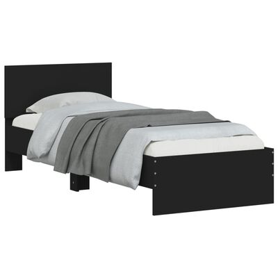 vidaXL Rám postele s čelem černý 75 x 190 cm kompozitní dřevo