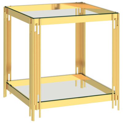 vidaXL Konferenční stolek zlatý 55 x 55 x 55 cm nerezová ocel a sklo