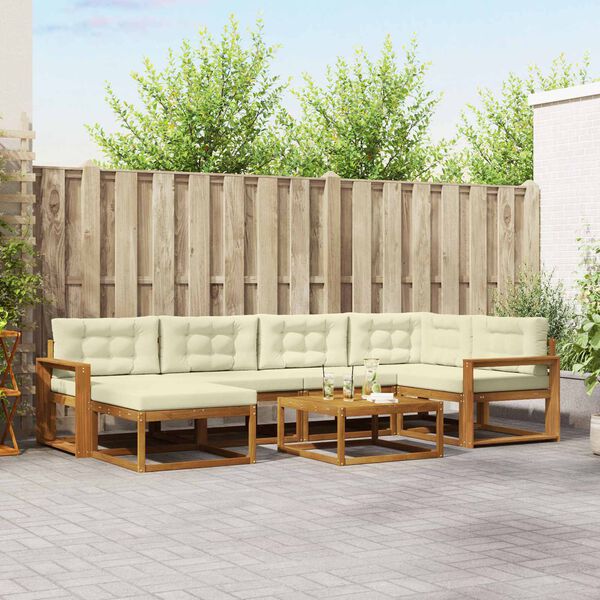 vidaXL Venkovn&iacute; pohovkov&aacute; souprava 7 pcs Přirozen&aacute; a Kr&eacute;mov&aacute;