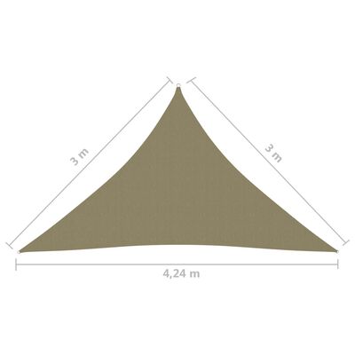 vidaXL Stínící plachta oxfordská látka trojúhelník 3x3x4,24 m béžová