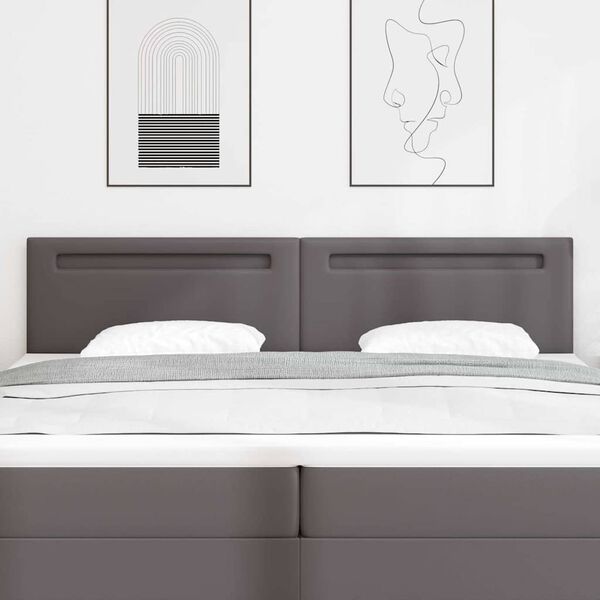 vidaXL LED hlavov&aacute; deska &Scaron;ed&aacute; 200 cm Uměl&aacute; kůže