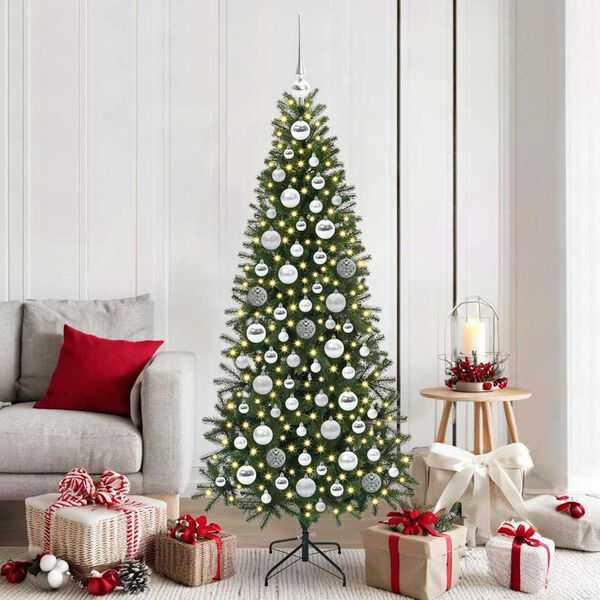 vidaXL Sada vánočních ozdob s 300 LED diodami 120 pcs Stříbrná Plast