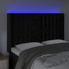 vidaXL Čelo postele s LED čern&eacute; 147 x 16 x 118/128 cm samet