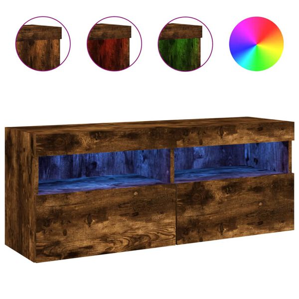 vidaXL N&aacute;stěnn&aacute; TV skř&iacute;ňka s LED osvětlen&iacute;m kouřov&yacute; dub 100x30x40 cm