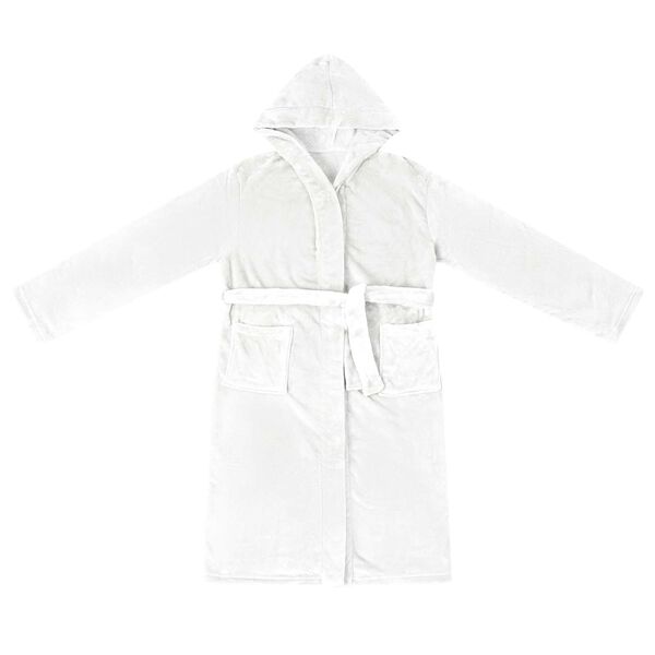 vidaXL Koupac&iacute; pl&aacute;&scaron;ť s kapuc&iacute; B&iacute;l&aacute; s Flanel